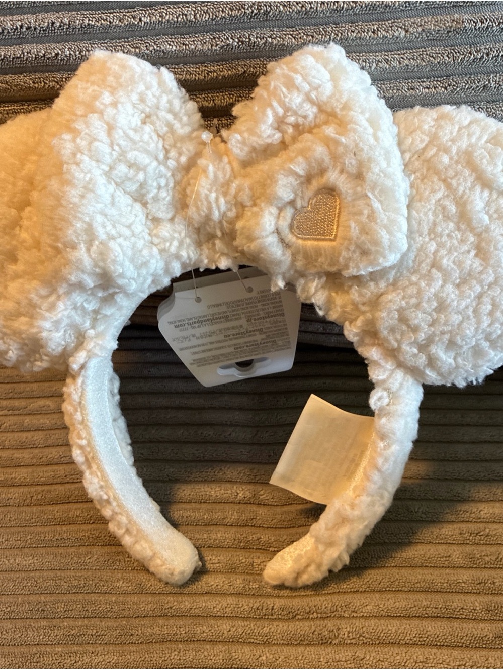 Disney Parks Cream Sherpa Minnie Mouse Ears Headband New
